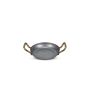Plat à servir 18 x H 3,5 cm avec poignée dorée martelée argent antique Serve