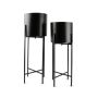 Plantpot on stand cylinder mat black Patio -set/2