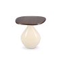 Side table 41x36xH40cm with wooden tabletop ivory Mio