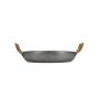 Serving dish 24xH5cm with gold handle, hammered antique silver Serve