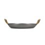 Serveerschaal 28xH5cm met gouden handvat gehamerd antique zilver Serve