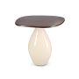 Side table 50x45xH50cm with wooden tabletop ivory Mio