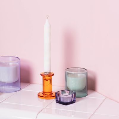 Candle holder H8cm tangerine Mood - set/2