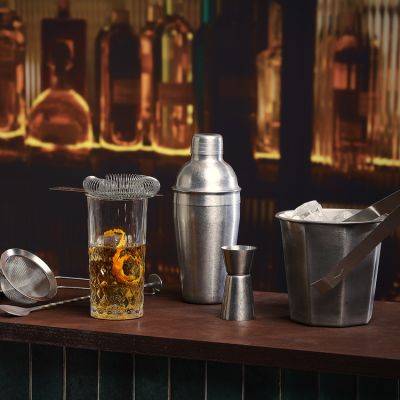 Cocktail maatbeker 5cl/3cl antique zilver Bar