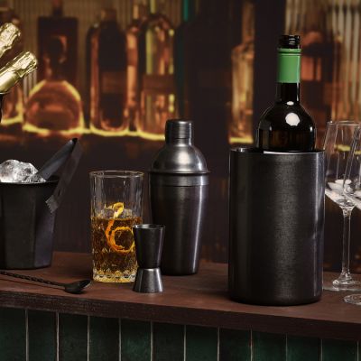 Wine cooler 12xH19cm double wall antique black Bar