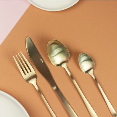 Cutlery set 24 pieces matte champagne Slim