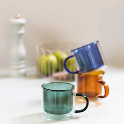 Mug 27cl double wall blue Liv - set/2