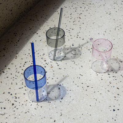 Rietje 20cm glas grijs Cruse - set/4