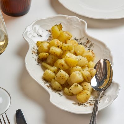 Serving dish 26x16cm brown flower Retro