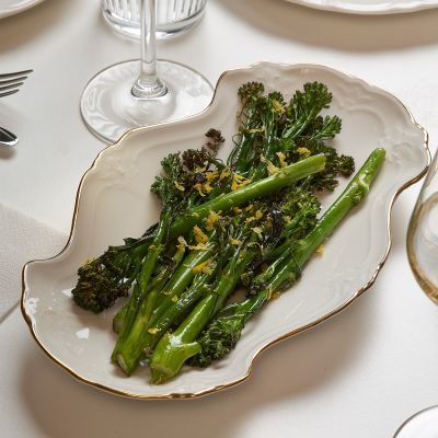 Serving dish 26x16cm with golden rim Retro