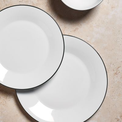 Plat bord 20cm black rim Basic White