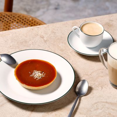 Mokkauntertasse 12,5cm green rim Basic White