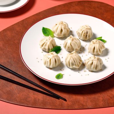 Teller flach 27cm burgundy rim Basic White