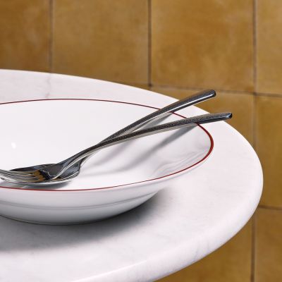 Teller tief 23xH4cm burgundy rim Basic White