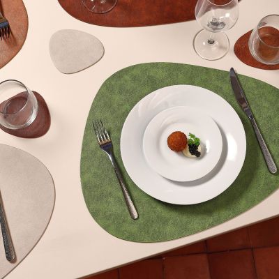 Set de table 45x37cm aspect cuir vert Layer