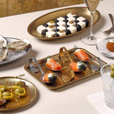 Plateau 19x14xH1,5cm antique or Serve