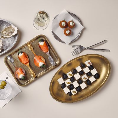 Plat &agrave; servir 30x18,5xH2,5cm antique or Serve