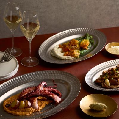 Serving dish 41x26,5cm with structured edge antique silver Serve