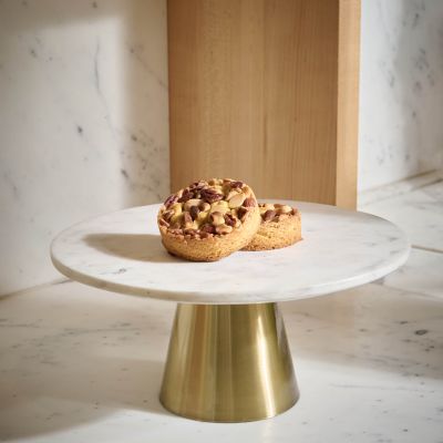 Cake stand 30xH14cm marble white Glint