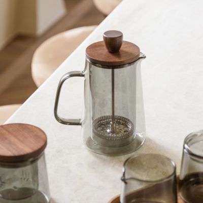 Coffee pot 35cl with glass filter and lid grey Luma