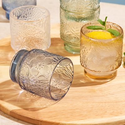 Glas 30cl blaugrau Flora - Set/4