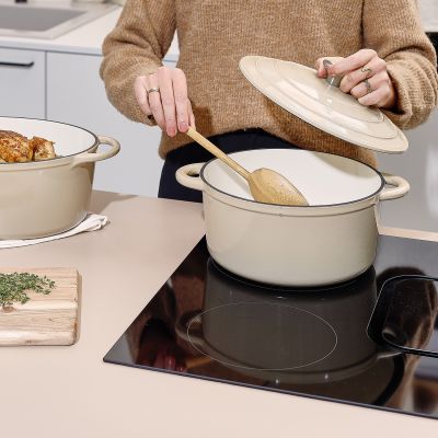 Kookpot 41x26cm gietijzer beige Ferno