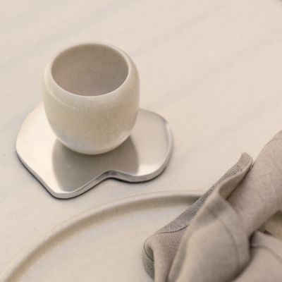 Coaster organic silver Charm - set/4