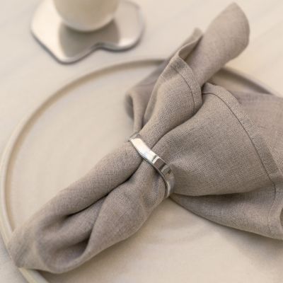 Napkin ring 4,5cm organic silver Charm - set/4