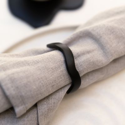Napkin ring 4,5cm organic black Charm - set/4