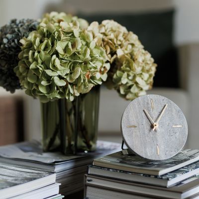 Table clock 15cm travertine grey Zone