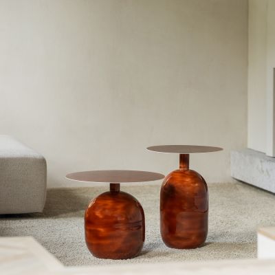 Side table 50xH40cm metal red clay Mio