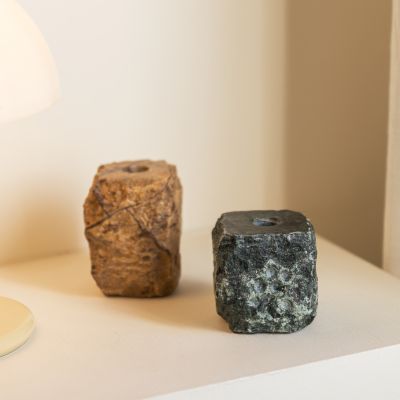 Candle holder 8x8xH8cm marble green Opus