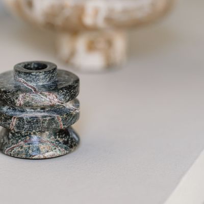 Kandelaar 9xH8,5cm marmer groen Opus
