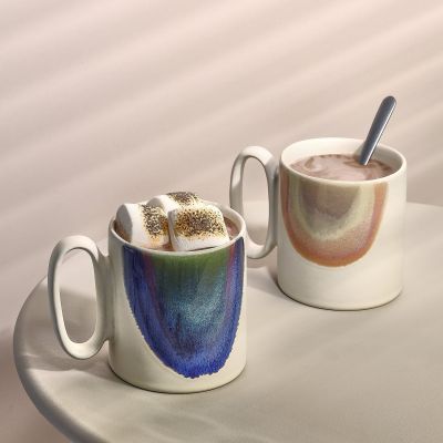 Mug 39cl beige/blue Paint