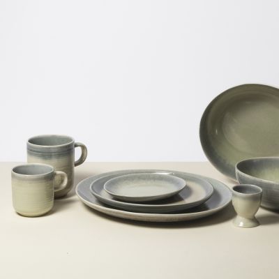 Assiette plate 15x13,5cm vert/gris Flint