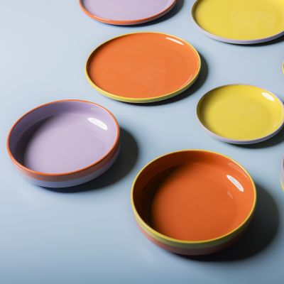 Schüssel 21x5cm lila/orange Duo