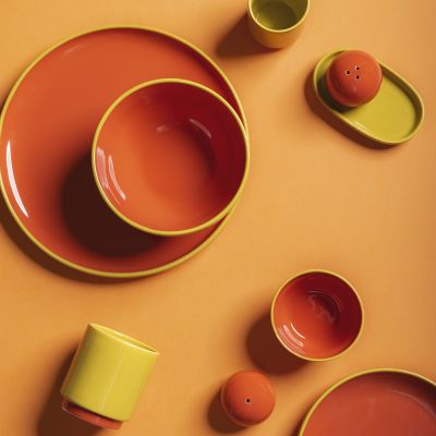 Pfeffer und Salzstreuer 3-teilig orange/grün Duo
