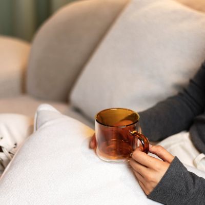 Beker 27cl dubbelwandig amber Liv - Set van 2