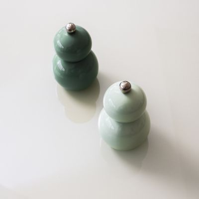 Moulin à poivre ou/sel H12cm vert Betty - Lot de 2