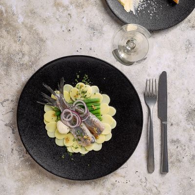 Plat bord 27cm zwart Ovio