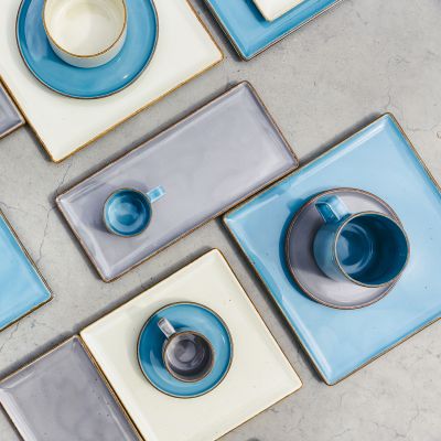 Plat bord 25,5x25,5cm blauw Collect