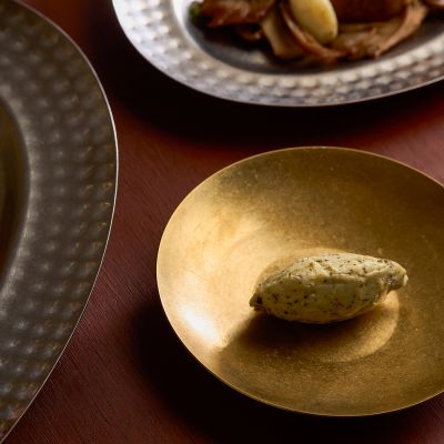 Serving dish 14xH2cm antique gold Serve