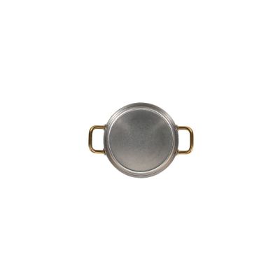 Plat &agrave; servir 12,5xH5cm avec manche dor&eacute; martel&eacute; antique argent Serve