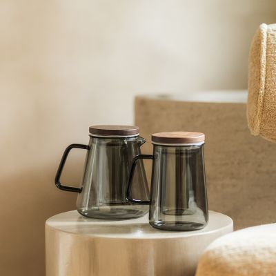 Mug 58cl with glass filter and lid grey Luma
