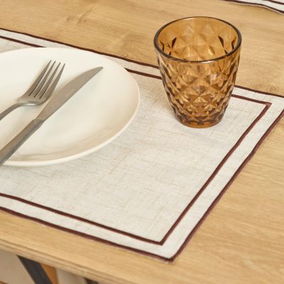 Placemat 44x29cm beige met donkerbruin stiksel Tabletop