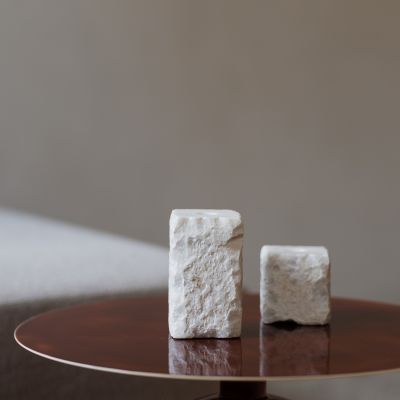 Kerzenhalter 8x8xH13,5cm Marmor weiß Opus