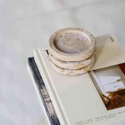 Glasuntersetzer 10cm Marmor beige Opus - 4er-Set