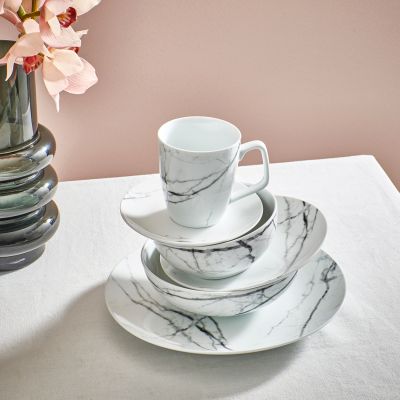 Kom 18xH6cm marble Stone - Set van 4