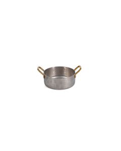 Servierschale 12,5xH5cm mit goldenem Griff hämmern antique silber Serve