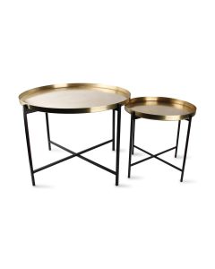 Table gigogne or brossé Patio - Lot de 2